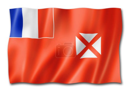 Téléchargez les photos : Drapeau Wallis et Futuna, Territoires d'outre-mer de France. Illustration 3D - en image libre de droit