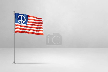 Téléchargez les photos : Drapeau des Etats-Unis avec signe de paix, illustration 3D, isolé sur blanc - en image libre de droit