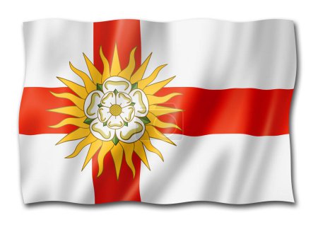 Foto de West Riding of Yorkshire County flag, Reino Unido ondeando la colección de pancartas. Ilustración 3D - Imagen libre de derechos