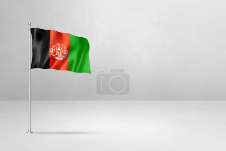 Foto de Bandera de Afganistán, ilustración 3D, aislada en muro de hormigón blanco - Imagen libre de derechos