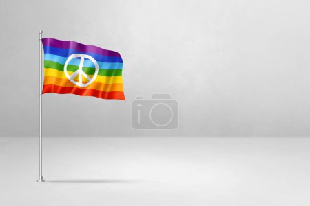Foto de Bandera de la paz del arco iris, ilustración 3D, aislada en blanco - Imagen libre de derechos
