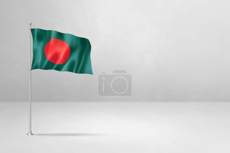 Foto de Bandera de Bangladesh, ilustración 3D, aislada en muro de hormigón blanco - Imagen libre de derechos