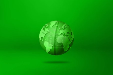 Foto de Mundo de hojas verdes aislado sobre fondo en blanco. Símbolo de protección ambiental. Ilustración 3D - Imagen libre de derechos