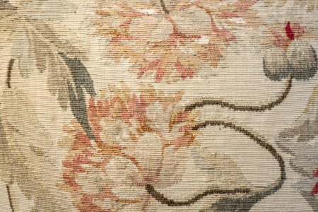 Téléchargez les photos : Ancienne tapisserie médiévale française. Vue macro - en image libre de droit