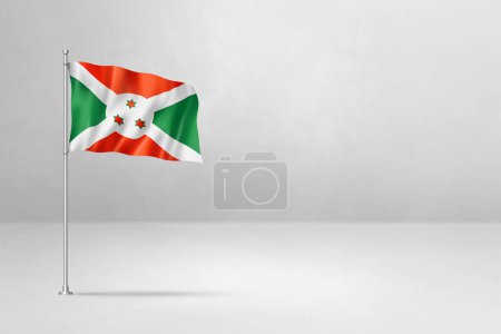 Foto de Bandera de Burundi, ilustración 3D, aislada sobre fondo de pared de hormigón blanco - Imagen libre de derechos