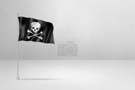 Photo for Pirate flag, Jolly Roger, 3D illustration, isolated on white - Royalty Free Image
