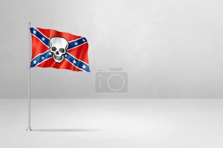 Photo for Confederate flag with skull, 3D illustration, isolated on white - Royalty Free Image