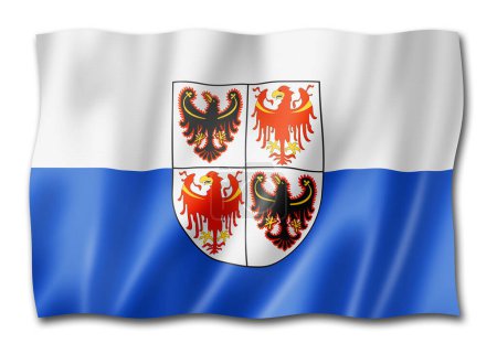 Foto de Bandera de la región de Trentino Tirol del Sur, Italia ondeando la colección de pancartas. Ilustración 3D - Imagen libre de derechos