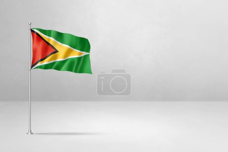 Foto de Bandera de Guyana, ilustración 3D, aislado sobre fondo de pared de hormigón blanco - Imagen libre de derechos