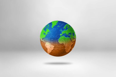 Téléchargez les photos : Le globe se dessèche à cause du réchauffement climatique. Isolé sur fond blanc. Symbole de protection environnementale. Illustration 3D - en image libre de droit