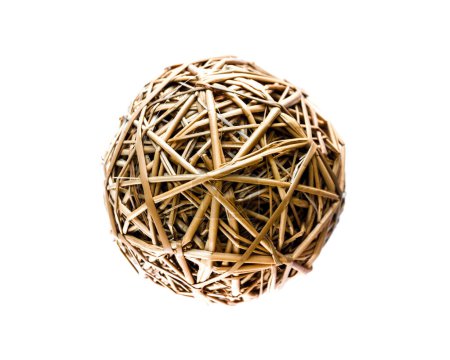 Photo for Woven wicker ball isolated on white background - Royalty Free Image