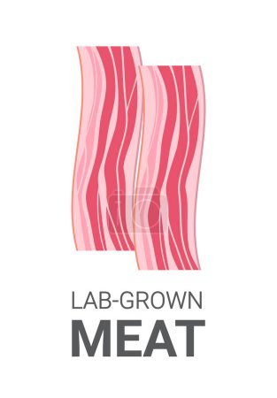 Illustration for Cultured raw red meat bacon made from animal cells artificial lab grown meat production concept vertical copy space vector illustration - Royalty Free Image