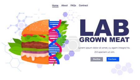 Illustration for Cultured beef burger made from animal cells artificial lab grown meat production concept horizontal copy space vector illustration - Royalty Free Image