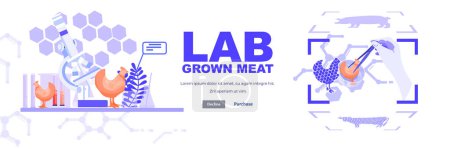 Illustration for Scientists analyzing cultured chicken meat made from animal cells artificial lab grown meat production concept horizontal copy space vector illustration - Royalty Free Image