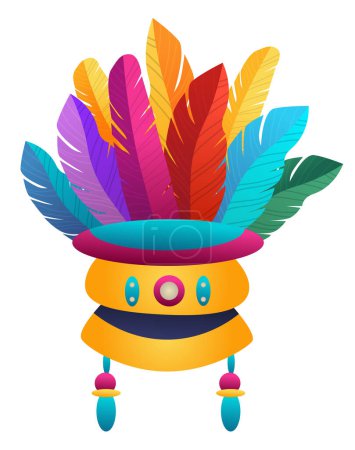 Illustration for Colorful mask icon brazilian festival holiday celebration greeting invitation postcard culture and tradition carnival party concept popular event in Brazil festive mood vertical vector illustration - Royalty Free Image