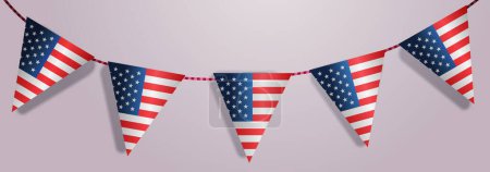 Ilustración de Banderas banderas banderín triángulo en la bandera nacional americana EE.UU. elección presidencial concepto vector horizontal ilustración - Imagen libre de derechos