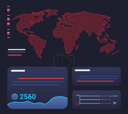 Illustration for USA presidential election statistic banner with infographics American Election campaign statistics with map and data graphs horizontal vector illustration - Royalty Free Image