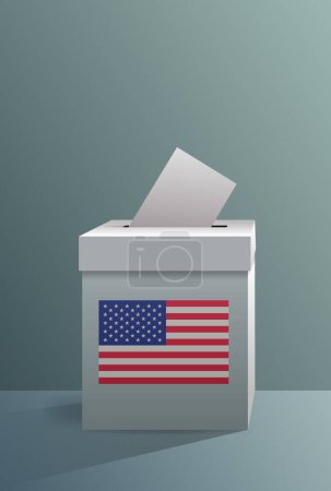 Ilustración de EE.UU. elección presidencial día concepto papeleta de votación en la caja de votación vector vertical ilustración - Imagen libre de derechos