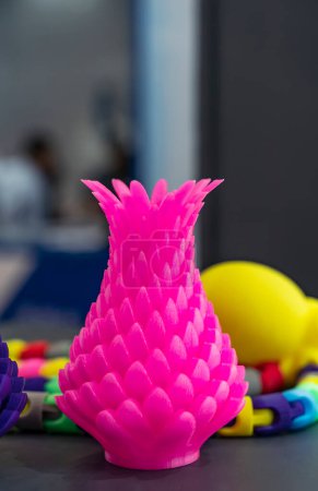 Photo for Vase closeup object printed 3d printer close-up. Progressive modern additive technology 4.0 industrial revolution - Royalty Free Image