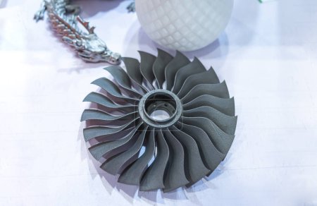 Photo for Printing 3D printer jet engine printed model metal - Royalty Free Image