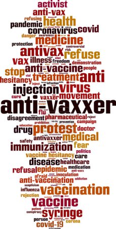 Ilustración de Concepto de nube de palabras anti-vaxxer. Collage hecho de palabras sobre anti-vaxxer. Ilustración vectorial - Imagen libre de derechos