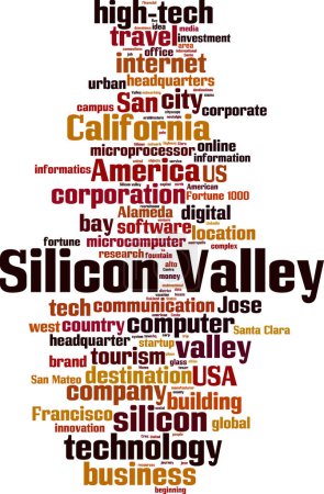 Ilustración de Concepto de nube de palabras de Silicon Valley. Collage hecho de palabras sobre Silicon Valley. Ilustración vectorial - Imagen libre de derechos