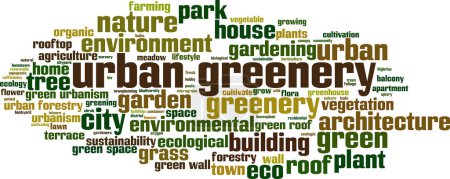 Ilustración de Verde urbano, concepto de nube de palabras. Collage hecho de palabras sobre vegetación urbana. Ilustración vectorial - Imagen libre de derechos