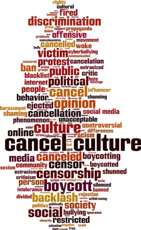 Illustration for Cancel culture word cloud concept. Collage made of words about cancel culture. Vector illustration - Royalty Free Image