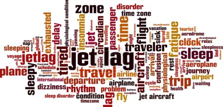 Illustration for Jet lag word cloud concept. Collage made of words about jet lag. Vector illustration - Royalty Free Image