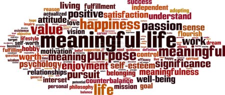 Illustration for Meaningful life word cloud concept. Collage made of words about meaningful life. Vector illustration - Royalty Free Image