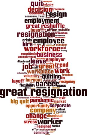 Ilustración de Gran concepto de palabra nube de resignación. Collage hecho de palabras sobre la gran resignación. Ilustración vectorial - Imagen libre de derechos