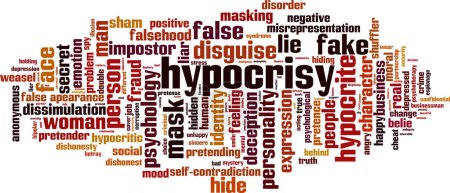 Illustration for Hypocrisy word cloud concept. Collage made of words about hypocrisy. Vector illustration - Royalty Free Image
