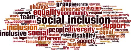 Illustration for Social inclusion word cloud concept. Collage made of words about social inclusion. Vector illustration - Royalty Free Image