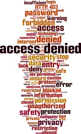 Illustration for Access denied word cloud concept. Collage made of words about access denied. Vector illustration - Royalty Free Image