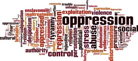 Concept de nuage de mots d'oppression. Collage fait de mots sur l'oppression. Illustration vectorielle