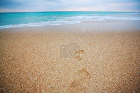 Photo for Footprints on the sandy beach - Royalty Free Image