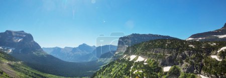 Photo for Picturesque rocky peaks of the Glacier National Park, Montana, USA. Beautiful natural landscapes. - Royalty Free Image