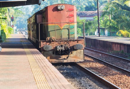 Foto de Tren en la carretera de tren más pintoresca de Sri Lanka - Imagen libre de derechos