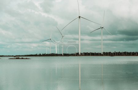 Photo for Windmills power generators in ocean coast, Sri Lanka - Royalty Free Image