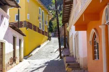 Photo for Amazing colorful buildings in pueblo magico Batopilas in Barrancas del Cobre mountains, Mexico - Royalty Free Image