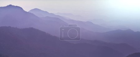 Photo for Mountain silhouette at sunrise in spring season - Royalty Free Image