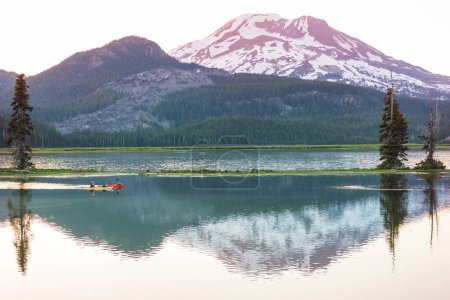 Photo for Serene beautiful lake in morning mountains, Oregon, USA. - Royalty Free Image