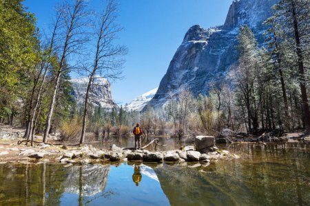 Photo for Hiker in Yosemite National Park in spring season, California, USA - Royalty Free Image