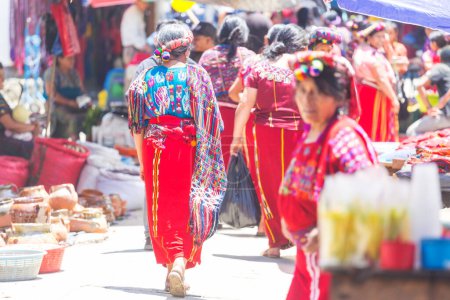 Photo for GUSTEMALA APRIL 29 2016: Portrait of a colored dress Mayan women. The Mayan people still make up a majority of the population in Guatemala, - Royalty Free Image