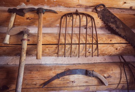 Photo for Tools in old workshop interior - Royalty Free Image