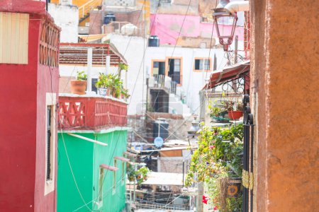 Photo for Colorful colonial-style houses of a Mexican town  Guanajuato - Royalty Free Image