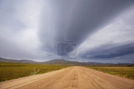 Photo for Endless Dempster Highway near the arctic circle, remote gravel road leading from Dawson City to Inuvik, Canada - Royalty Free Image
