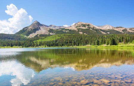 Photo for Serenity lake in the mountains in summer season. Beautiful natural landscapes. - Royalty Free Image