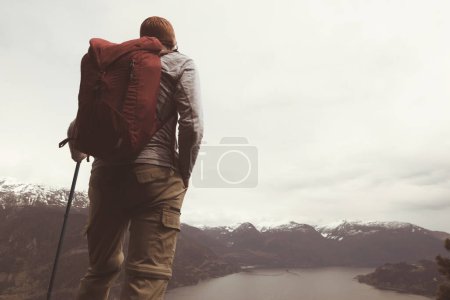 Photo for Male in hike in the canadian mountains - Royalty Free Image