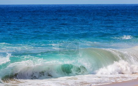 Photo for Blue wave on the beach. Dramatic natural background. - Royalty Free Image